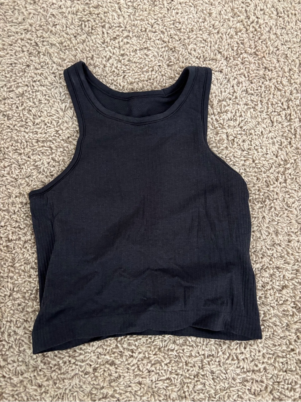 lululemon athletica Black Ribbed Crop Tank